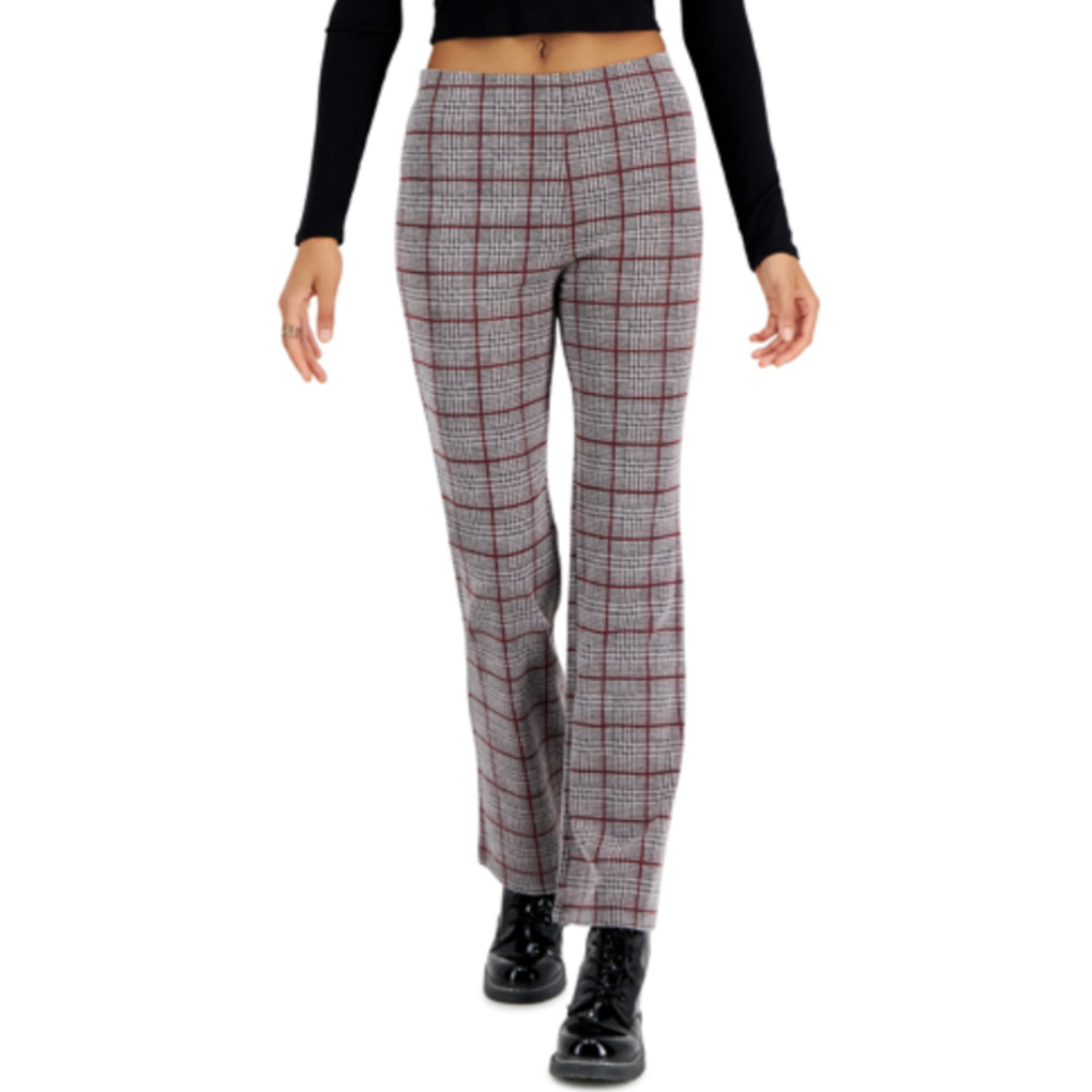 SELF ESTEEM  Plaid Jacquard Flared-leg Pants In Heather Rose